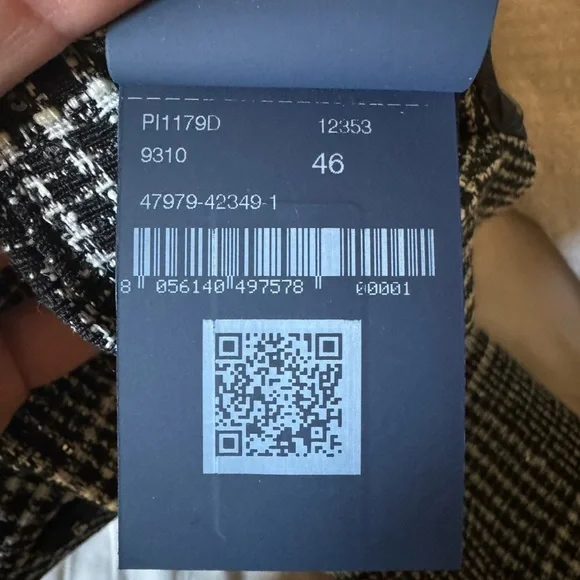 Herno Women’s Button Zip Front Glen Plaid Down Quilted Jacket Black White IT 46 - Picture 16 of 16